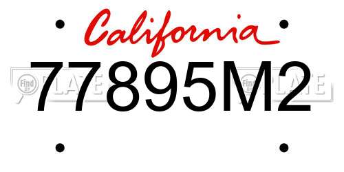 77895M2 California License Plate