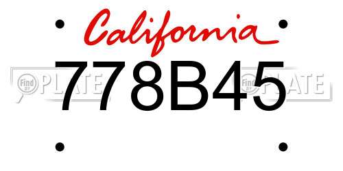 778B45 California License Plate