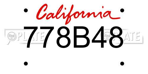 778B48 California License Plate