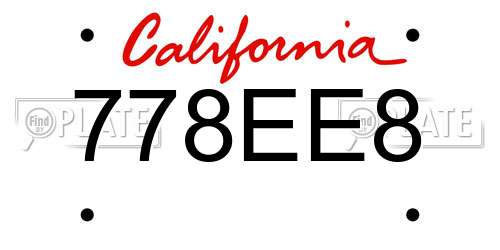 778EE8 California License Plate