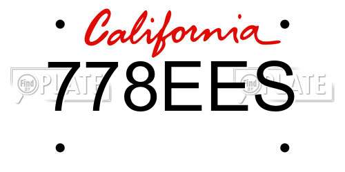 778EES California License Plate
