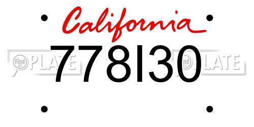 778I30 California License Plate
