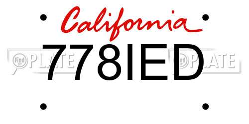 778IED California License Plate