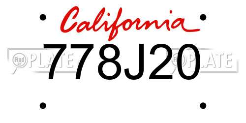 778J20 California License Plate
