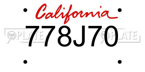 778J70 California License Plate