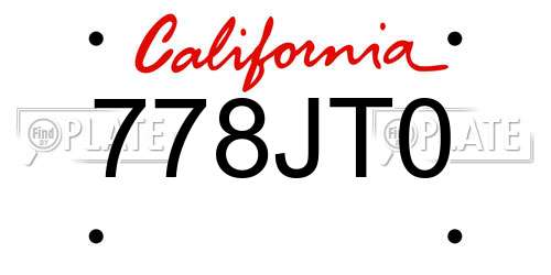 778JT0 California License Plate