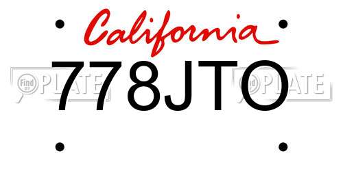 778JTO California License Plate