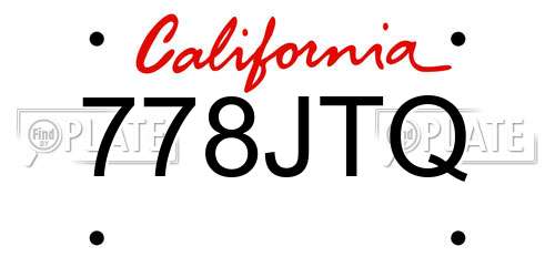 778JTQ California License Plate
