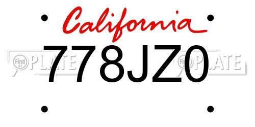 778JZ0 California License Plate
