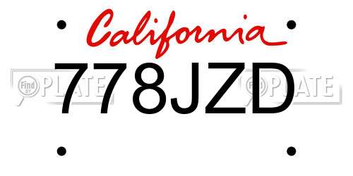 778JZD California License Plate