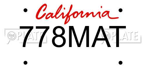 778MAT California License Plate