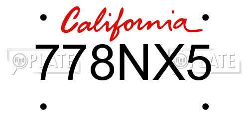 778NX5 California License Plate