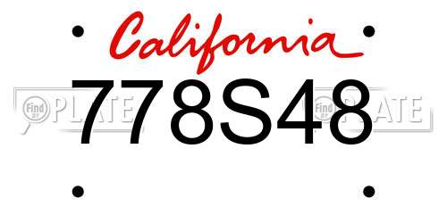778S48 California License Plate