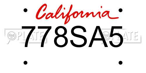 778SA5 California License Plate