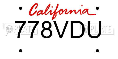 778VDU California License Plate