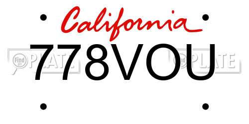 778VOU California License Plate