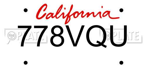 778VQU California License Plate
