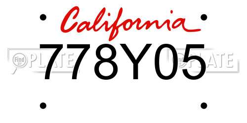778Y05 California License Plate