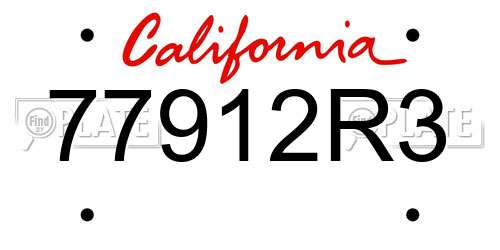 77912R3 California License Plate