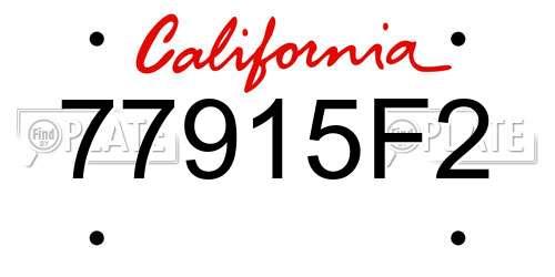 77915F2 California License Plate