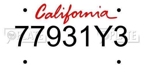 77931Y3 California License Plate