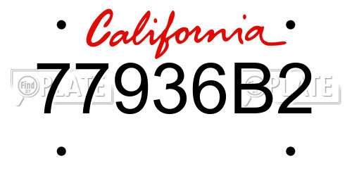 77936B2 California License Plate