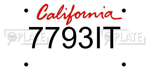 7793IT California License Plate