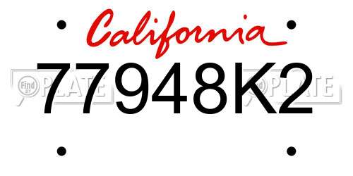77948K2 California License Plate