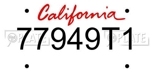 77949T1 California License Plate