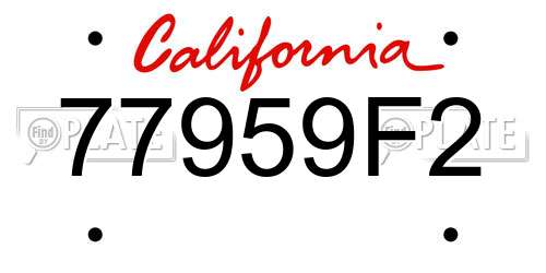 77959F2 California License Plate
