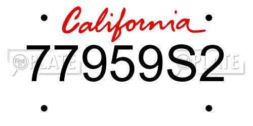 77959S2 California License Plate