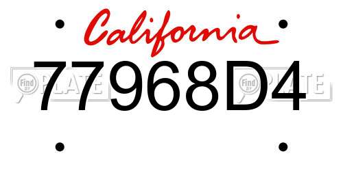 77968D4 California License Plate