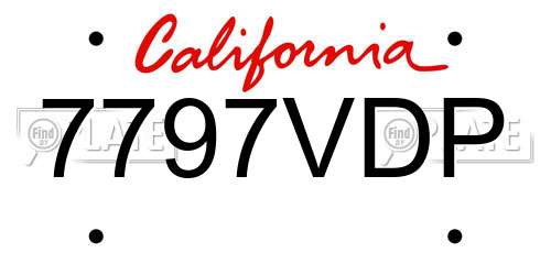 7797VDP California License Plate