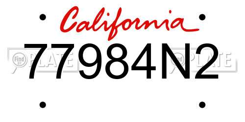 77984N2 California License Plate