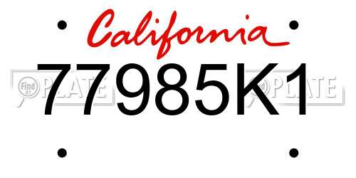 77985K1 California License Plate