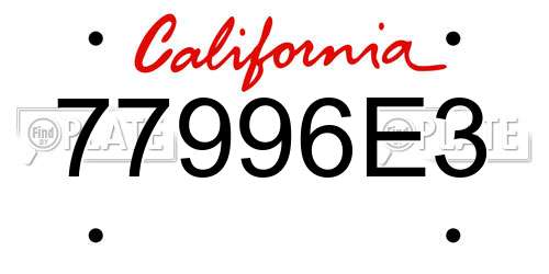 77996E3 California License Plate