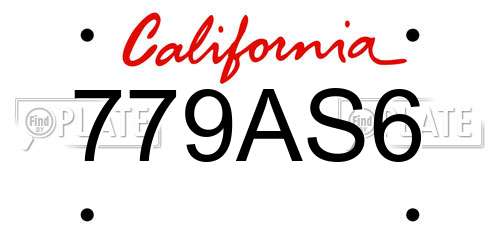 779AS6 California License Plate