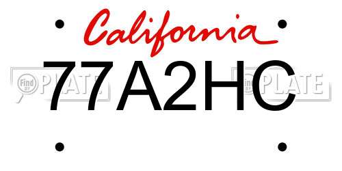 77A2HC California License Plate