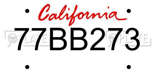 77BB273 California License Plate