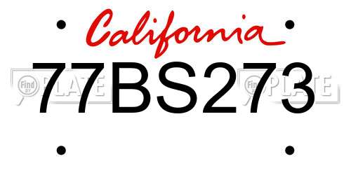 77BS273 California License Plate