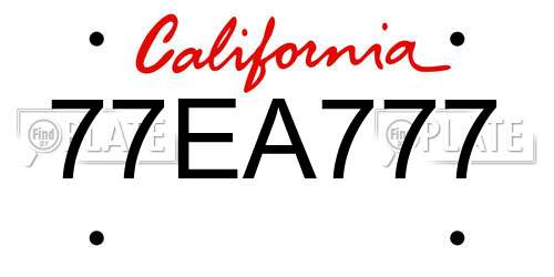 77EA777 California License Plate