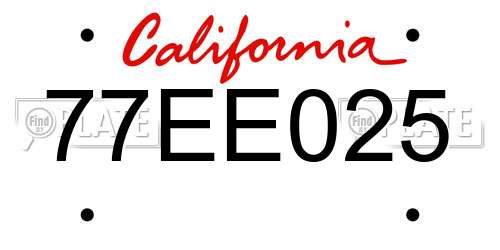 77EE025 California License Plate