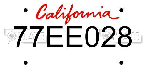 77EE028 California License Plate