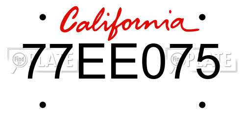 77EE075 California License Plate