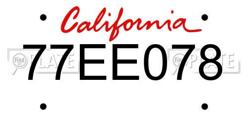 77EE078 California License Plate