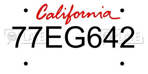 77EG642 California License Plate