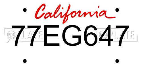 77EG647 California License Plate