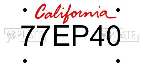 77EP40 California License Plate