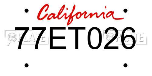 77ET026 California License Plate