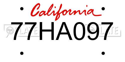 77HA097 California License Plate